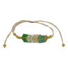 Bracelet Chevron en Perles Vert, Turquoise et Doré
