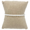 Bracelet Minimaliste en Perles Blanches avec Cordon Beige Ajustable