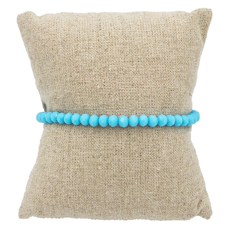 Bracelet en Perles Facettées Turquoise avec Cordon Blanc Ajustable