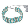 Bracelet Tissé en Perles Miyuki Blanc, Turquoise et Argent