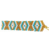 Bracelet en Perles Miyuki Blanc, Turquoise et Doré - Design Géométrique