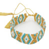 Bracelet en Perles Miyuki Blanc, Turquoise et Doré - Design Géométrique