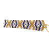 Bracelet en Perles Miyuki Bleu, Blanc et Doré - Motif Ethnique Luxe