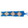Bracelet en Perles Miyuki Bleu Électrique avec Motif Doré et Rouge