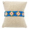 Bracelet en Perles Miyuki Bleu Électrique avec Motif Doré et Rouge