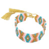 Bracelet en Perles Miyuki Doré, Blanc, Rose et Turquoise - Motifs Bohèmes Élégants