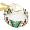 Bracelet Perles Miyuki - Chevron Doré, Turquoise et Blanc
