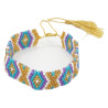 Bracelet Miyuki - Motif Diamant Doré, Turquoise, Blanc et Violet