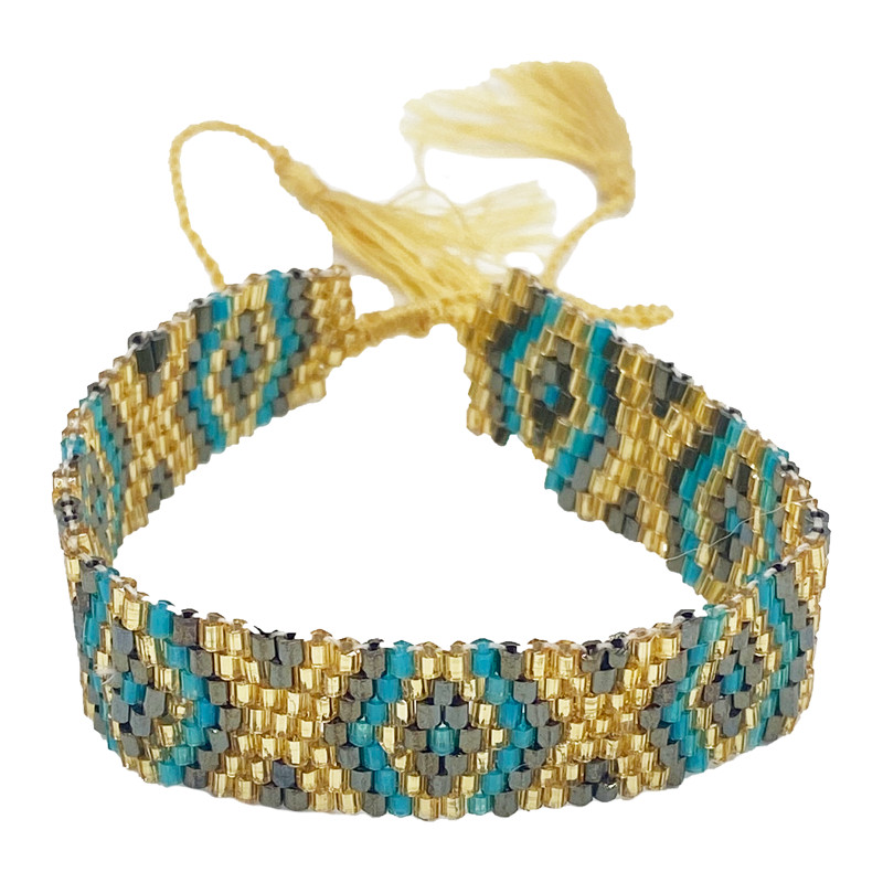 Bracelet Miyuki - Éclat Doré et Turquoise Élégant Bracelet Miyuki - Éclat Doré et Turquoise Élégant