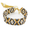 Bracelet Miyuki Large - Élégance en Noir, Doré et Blanc