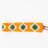 Bracelet Miyuki - Orange Éclatant avec Motifs Verts et Blancs