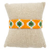 Bracelet Miyuki - Orange Éclatant avec Motifs Verts et Blancs