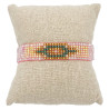 Bracelet Miyuki - Rose Pétillant avec Motifs Dorés et Verts