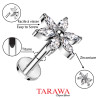Piercing labret acier cristal carré 3 mm - Tarawa piercing