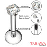 Piercing labret acier cristal carré 3 mm - Tarawa piercing