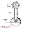 Piercing labret acier cristal carré 3 mm - Tarawa piercing