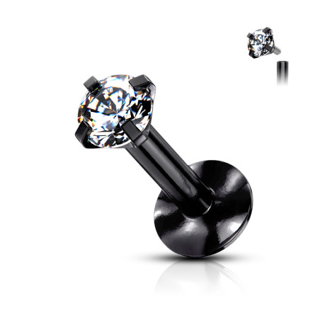 Piercing labret acier chirurgical de couleur noir oxyde de zirconium 3 mm