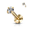 Piercing labret acier chirurgical de couleur doré oxyde de zirconium 3 mm
