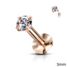 Piercing labret acier chirurgical de couleur or rose oxyde de zirconium 3 mm
