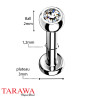 Piercing labret titane cristal 2 mm