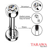 Piercing labret titane cristal 2 mm