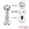 Piercing labret acier cristal carré 3 mm - Tarawa piercing