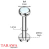 Piercing labret acier cristal carré 3 mm - Tarawa piercing