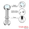 Piercing labret acier cristal carré 3 mm - Tarawa piercing