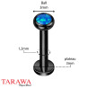 Piercing labret acier cristal carré 3 mm - Tarawa piercing