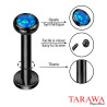 Piercing labret acier cristal carré 3 mm - Tarawa piercing