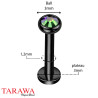 Piercing labret acier cristal carré 3 mm - Tarawa piercing