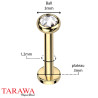 Piercing labret acier cristal carré 3 mm - Tarawa piercing