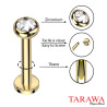 Piercing labret acier cristal carré 3 mm - Tarawa piercing