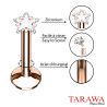 Piercing labret couleur or rose avec étoile - Tarawa.com