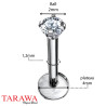 Piercing labret titane cristal rond 2 mm