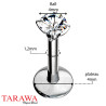 Piercing labret titane cristal rond 4 mm