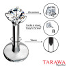 Piercing labret titane cristal rond 4 mm