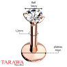 Piercing labret titane anodisé or rose cz 3mm