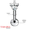 Piercing labret titane cristal triangle