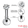 Piercing labret titane cristal carrée 2 mm