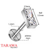 Piercing labret rectangle CZ en titane