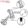 Piercing labret rectangle CZ en titane