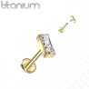 Piercing labret rectangle CZ en titane doré