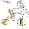 Piercing labret rectangle CZ en titane doré