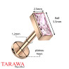 Piercing labret rectangle CZ en titane anodisé or rose