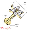 Piercing labret acier cristal carré 3 mm - Tarawa piercing