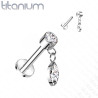 Piercing labret CZ avec petite goute strass pendante