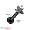 Piercing labret en titane étoile noir