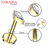 Piercing labret en titane doré diamant CZ