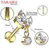 Piercing labret marquise en cristal avec CZ pendant doré